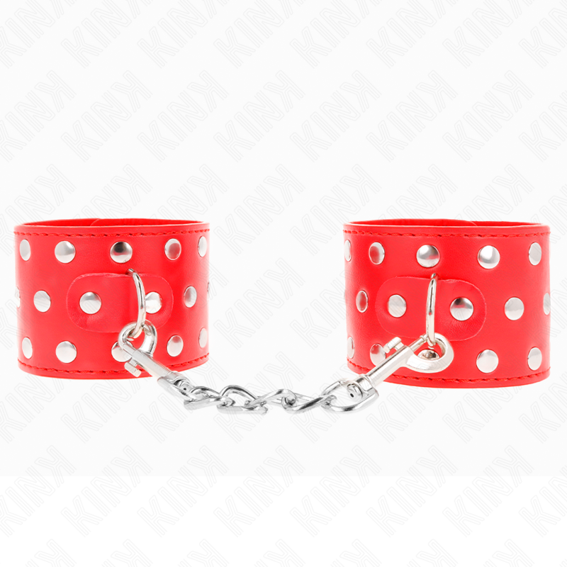 KINK - SUJECIÓN DE MUÑECA CON CIERRE A PRESIÓN, REMACHES, ROJO, AJUSTABLE, 19-24 CM X 5,5 CM
