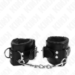 KINK - MUÑEQUERAS FORRADAS NEGRO CON CORREA NEGRO AJUSTABLE 20-29 CM X 5.5 CM