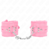 KINK - SUJETADORES DE MUÑECA FORRADOS DE PIEL CON AGUJEROS CUADRADOS ROSA Y CINTURÓN ROSA AJUSTABLE 17-29 CM X 6 CM