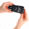 KINK - SUJECIONES DE MUÑECA DE NYLON NEGRO CON CINTURÓN DE CUERO NEGRO AJUSTABLE 19-29 CM X 5.1 CM