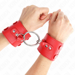 KINK - SUJECIONES FIJAS PARA MUÑECAS CON ANILLA Y REMACHES AJUSTABLES ROJO 17-22 CM X 6,5 CM
