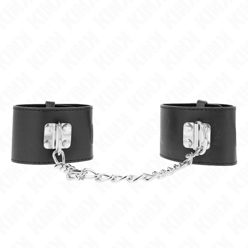 KINK - SUJECIÓN FIJA PARA MUÑECAS CON CADENA DE 30 CM Y CIERRE CON CANDADO, NEGRO, AJUSTABLE DE 16 A 23 CM X 5,5 CM