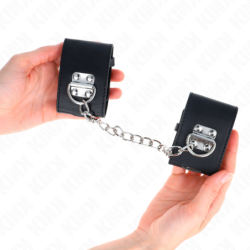 KINK - SUJECIÓN FIJA PARA MUÑECAS CON CADENA DE 30 CM Y CIERRE CON CANDADO, NEGRO, AJUSTABLE DE 16 A 23 CM X 5,5 CM