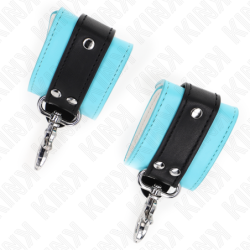KINK - SUJECIONES DE MUÑECA PREMIUM CON CIERRE NEGRO/AZUL AJUSTABLES 21-28 CM X 5,5 CM