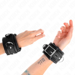 KINK - SUJECIONES DE MUÑECA RESISTENTES CON FORRO DE PIEL NEGRA, AJUSTABLES DE 20-30 CM X 6 CM