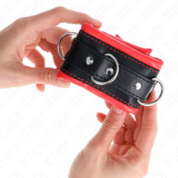 KINK - SUJECIONES DE MUÑECA RESISTENTES CON FORRO DE PIEL ROJA, AJUSTABLES DE 20-30 CM X 6 CM