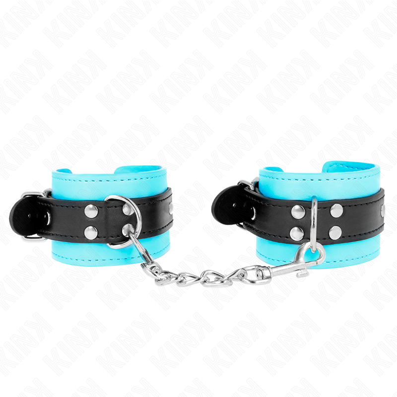 SUJECIÓN DE MUÑECA KINK - GANCHO, FORRADA EN PIEL AZUL, AJUSTABLE, 20-28 CM X 5.5 CM