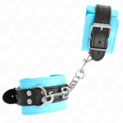 KINK - SUJECIÓN DE MUÑECA GANCHO, FORRADA EN PIEL AZUL, AJUSTABLE, 20-28 CM X 5.5 CM