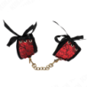 KINK - SUJECIONES DE MUÑECASCANDAL, DETALLES DE ENCAJE ROJO Y NEGRO, 24,5 CM X 6,5 CM