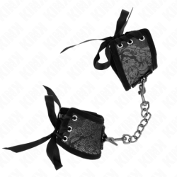 KINK - SUJECIONES DE MUÑECASCANDAL CON DETALLES DE ENCAJE NEGRO 24,5 CM X 6,5 CM