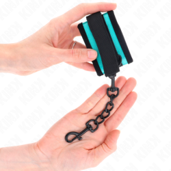 KINK - SUJECIONES DE MUÑECA DE NYLON CON CIERRE DE VELCRO, NEGRO-AZUL, AJUSTABLES, 18-32 CM X 5 CM