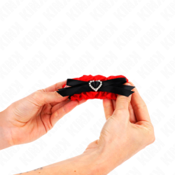 KINK - SUJETADORES DE MUÑECA ELÁSTICOS DE ENCAJE CON DETALLES DE CORAZÓN ROJO AJUSTABLES DE 22 A 35 CM