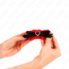 KINK - SUJETADORES DE MUÑECA ELÁSTICOS DE ENCAJE CON DETALLES DE CORAZÓN ROJO AJUSTABLES DE 22 A 35 CM