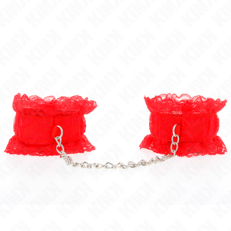 SUJECIONES DE MUÑECA ELÁSTICAS DE ENCAJE ROJAS KINK