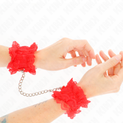 KINK - SUJECIONES DE MUÑECA ELÁSTICAS DE ENCAJE ROJAS
