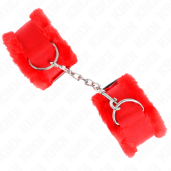 KINK - SUJETADORES DE MUÑECA FORRADOS DE PELO ROJOS AJUSTABLES 17-31 CM X 7 CM