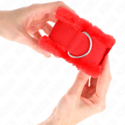 KINK - SUJETADORES DE MUÑECA FORRADOS DE PELO ROJOS AJUSTABLES 17-31 CM X 7 CM