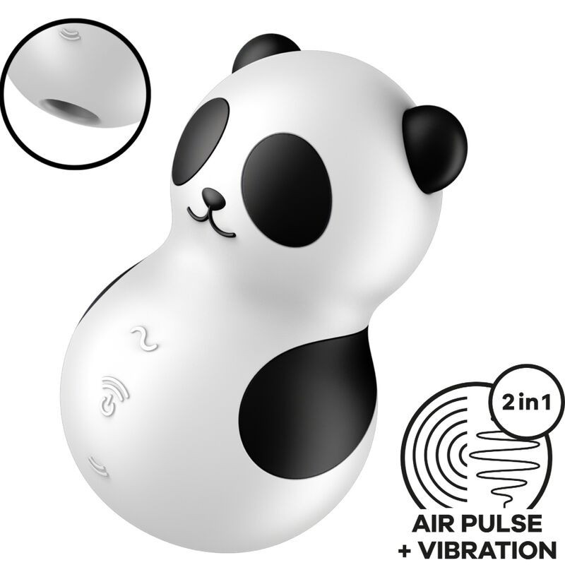 SATISFYER - ESTIMULADOR Y VIBRADOR DE BOLSILLO PANDA BLANCO Y NEGRO