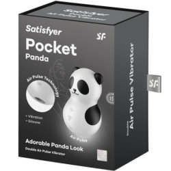 SATISFYER - ESTIMULADOR Y VIBRADOR DE BOLSILLO PANDA BLANCO Y NEGRO