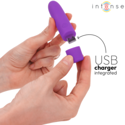 INTENSE - SYMONE VIBRADOR RECARGABLE POR USB, 8 VIBRACIONES, MORADO, 10 X 2,2 CM