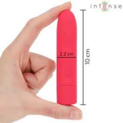 INTENSO - SYMONE VIBRADOR RECARGABLE POR USB, 8 VIBRACIONES, ROJO, 10 X 2,2 CM