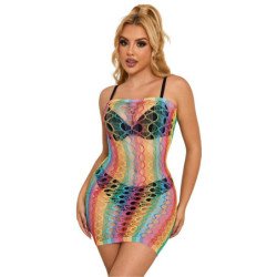SUBBLIME - 952365 VESTIDO DE RED CON HOMBROS DESNUDOS ARCOÍRIS TALLA ÚNICA