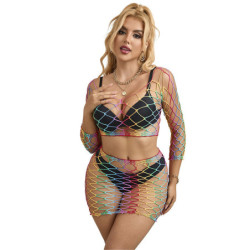 SUBBLIME - 952440 CONJUNTO DE 2 PIEZAS DE RED DE MANGA LARGA ARCOÍRIS TALLA ÚNICA