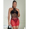 SUBBLIME - 952242 VESTIDO DE RED ELÁSTICA DEGRADADA ROJA Y NEGRA TALLA ÚNICA