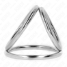 KINK - ANILLO PARA PENE DE METAL CROMADO TRIPLE DE 3,2 CM A 4,5 CM