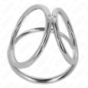 KINK - ANILLO PARA PENE DE METAL CROMADO TRIPLE DE 3,2 CM A 4,5 CM