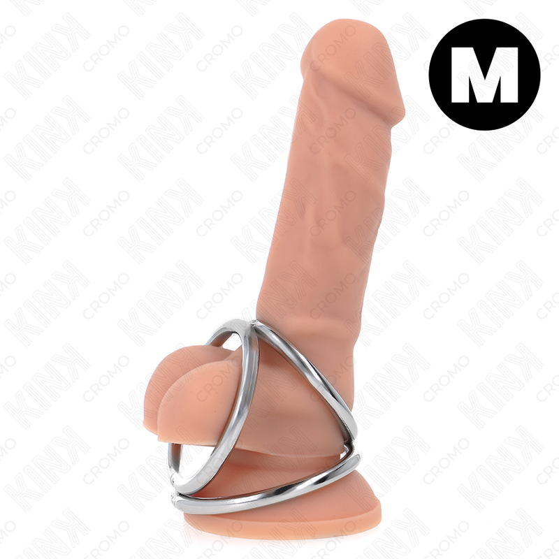 KINK - ANILLO PENE TRIPLE METAL CROMADO 3.8 CM A 5 CM MODELO 2