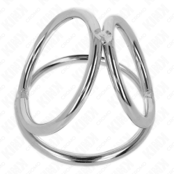 KINK - ANILLO PENE TRIPLE METAL CROMADO 3.8 CM A 5 CM MODELO 2