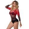 SUBBLIME - 952259 BODYSTOCKING DE REJILLA ELSTICO MANGA LARGA DEGRADADO ROJO Y NEGRO TALLA ÚNICA