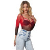 SUBBLIME - 952259 VESTIDO DE MANGA LARGA DE RED ELÁSTICA CON DEGRADADO ROJO Y NEGRO TALLA ÚNICA