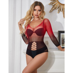 SUBBLIME - 952259 VESTIDO DE MANGA LARGA DE RED ELÁSTICA CON DEGRADADO ROJO Y NEGRO TALLA ÚNICA