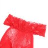 SUBBLIME - 952372 BODYSTOCKING CROTCHLESS DE REJILLA Y ENCAJE CON CUELLO ALTO ROJO TALLA ÚNICA