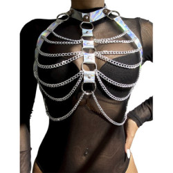 SUBBLIME - 953737 ARNÉS DE PECHO CON ANILLOS Y CADENAS PLATEADO TALLA ÚNICA