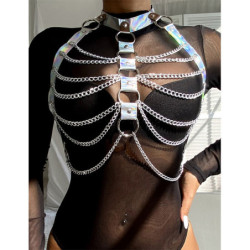 SUBBLIME - 953737 ARNÉS DE PECHO CON ANILLOS Y CADENAS PLATEADO TALLA ÚNICA