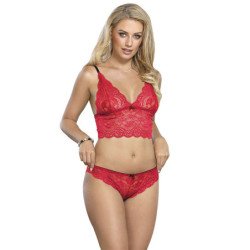 SUBBLIME - 953904 CAMISO DE SEDA Y ENCAJE + BRAGUITAS ROJO L/XL