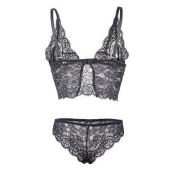 SUBBLIME - 953911 CAMISO DE SEDA Y ENCAJE + BRAGUITAS NEGRO S/M