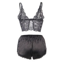 SUBBLIME - 953928 CAMISO DE SEDA Y ENCAJE + BRAGUITAS NEGRO L/XL