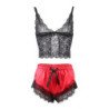 SUBBLIME - 953959 CAMISO DE SEDA CASUAL + PANTALONES DE ENCAJE NEGRO/ROJO TALLA S/M