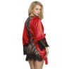 SUBBLIME - 954024 CAMISOLA DE ENCAJE ESPALDA TRANSPARENTE + TANGA ROJO/NEGRO L/XL