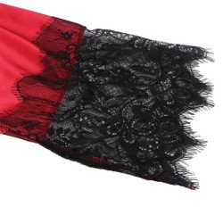 SUBBLIME - 954024 CAMISETA DE CAMISETA CON ESPALDA TRANSPARENTE DE ENCAJE + TANGA ROJO/NEGRO L/XL