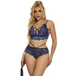 SUBBLIME - 954062 SUJETADOR + BRAGUITAS DE ENCAJE AZUL S/M