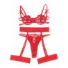 SUBBLIME - 954338 SUJETADOR + TANGA + LIGUEROS ESTAMPADO DE CORAZONES ROJO L/XL