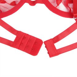 SUBBLIME - 954338 SUJETADOR + TANGA + LIGUERO CON ESTAMPADO DE CORAZONES ROJO L/XL