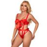 SUBBLIME - 954468 BODY SEXY CON TALÓN CALADO Y LAZO ROJO S/M