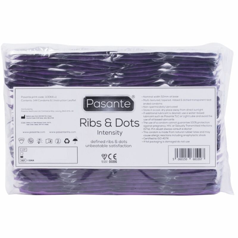 PRESERVATIVOS PASANTE - RIBS & DOTS INTENSITY 144 UNIDADES