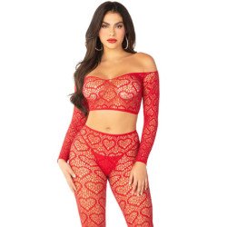 LEG AVENUE - TOP CORTO + MEDIAS ROJAS TALLA ÚNICA